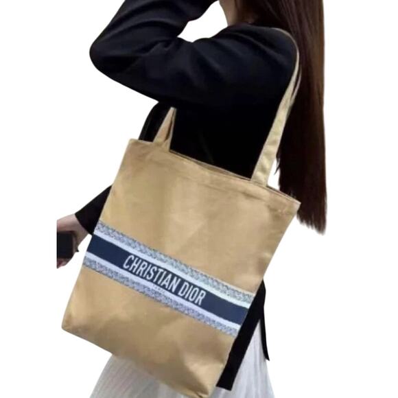 Christian Dior Canvas GWP Tote – Paris Yellow / Blue Stripe - NEW  in Packaging - Picture 1 of 2